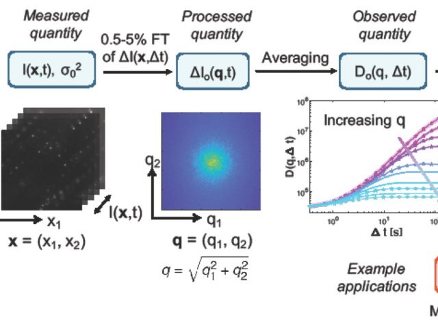 Schematic representation of DDM-UQ-based data reduction, sampling, and fitting procedure used to determine material constants.